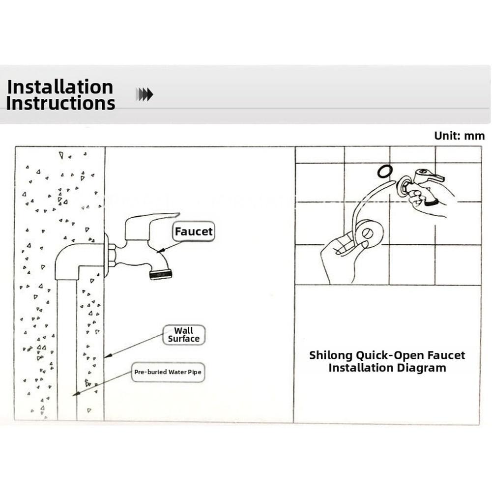 1 Stück Wandmontage Wasserhahn 10*7,5*10cm Schwarz Edelstahl Waschmaschinenhahn Einzelkalt Schnellöffnung Wandmontage Küchenteile