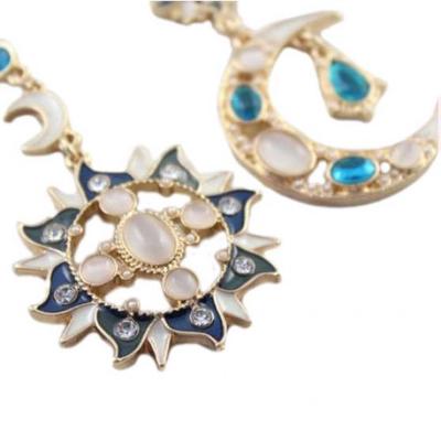 Brincos Femininos Moda Estilo Coreano Estrela Sol Lua Strass Stud Pendente