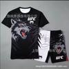 Mens UFC-Style MMA Training Set 3D Printed Short Sleeve T-Shirt Shorts Sportswear Casual Gym Wear