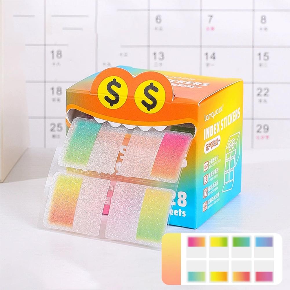 

128 Sheets/Roll Pearlescent Transparent Index Sticker Colorful Funny Sticky Notes Marking Note Memo Pad Students Writing Supplies #01