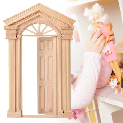 1:12 Doll House Mini Wooden Steepletop Door for Dolls DIY Dollhouse Furniture Accessories