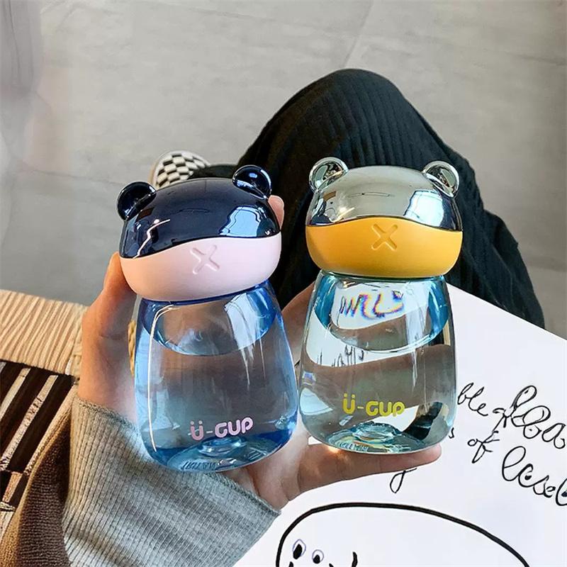 

150ml Mini Tritan Plastic Water Cup Portable Carton Bear Anti Drop Heat-Resistant Water Bottle For Girls 0.25L серый