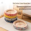 All-Season Cotton Linen Pet Bed - Round Cushion Nest for Cats & Dogs