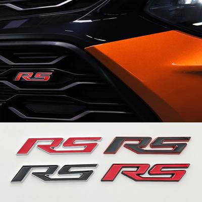 3D Metal RS Logo Badge Sticker Front Grill Emblem Rear Trunk Decal Car Accessories High-Quality Accessories Are Suitable for Most Vehicle Models