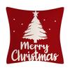Red Series Snowflake Reindeer Pattern Throw Pillow Cover with Short Plush Print for Living Room Sofa Decoration Cushion Cover