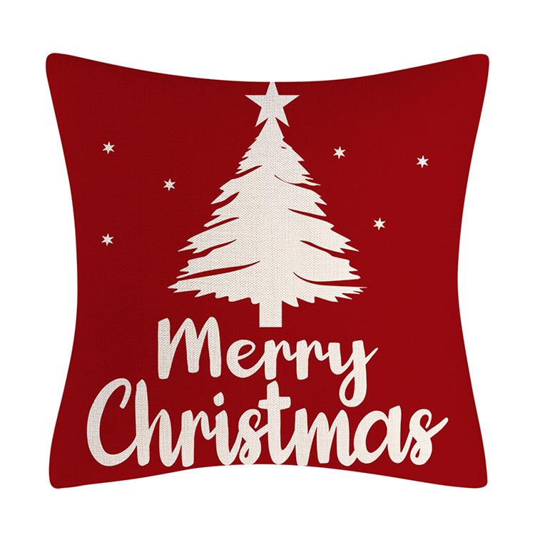 Red Series Snowflake Reindeer Pattern Throw Pillow Cover with Short Plush Print for Living Room Sofa Decoration Cushion Cover
