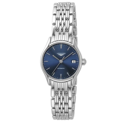 Longines Women's LYRE Automatic Watch, Water Resistant to 3 ATM, Sapphire Crystal, Blue Dial, Stainless Steel, L4.360.4.92.6, Silver