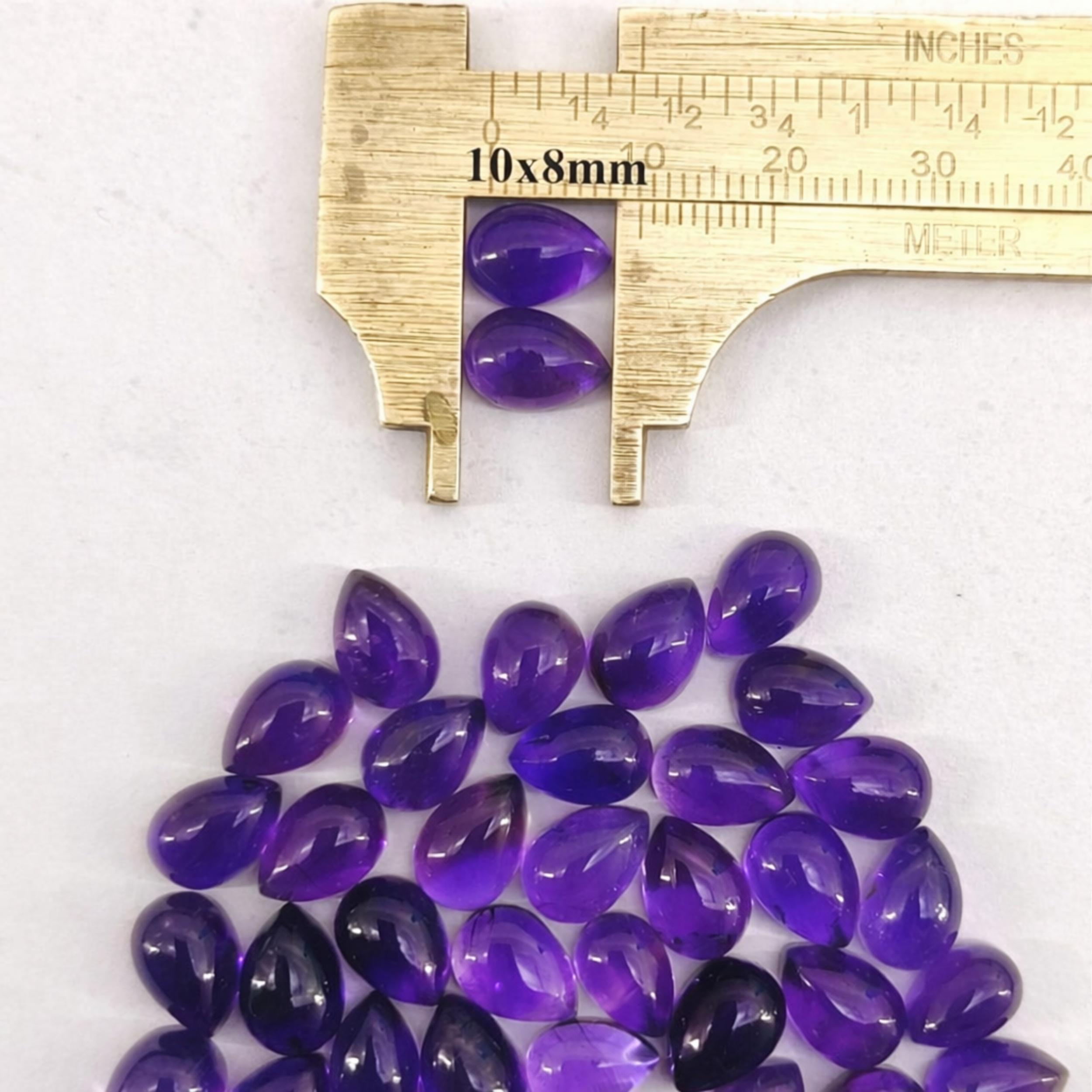 

10x8mm Pear Amethyst Cabochon Lot, Natural Purple Amethyst Gemstones, Polished Cabochons for Jewelry Making 1 Piece