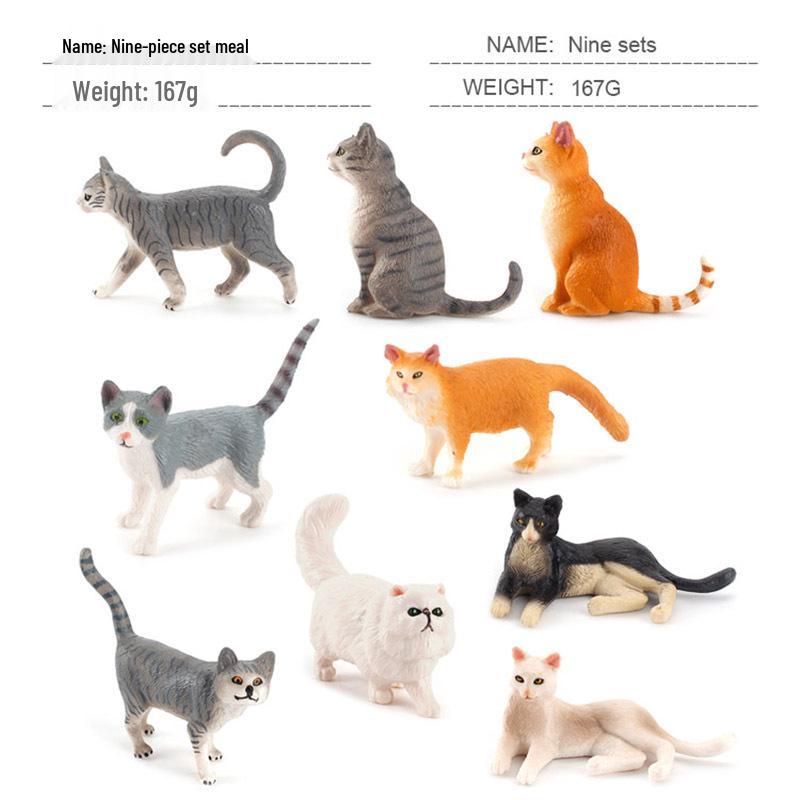 Children's Black and White Kitten Simulation Set - Toy Cat Figurine