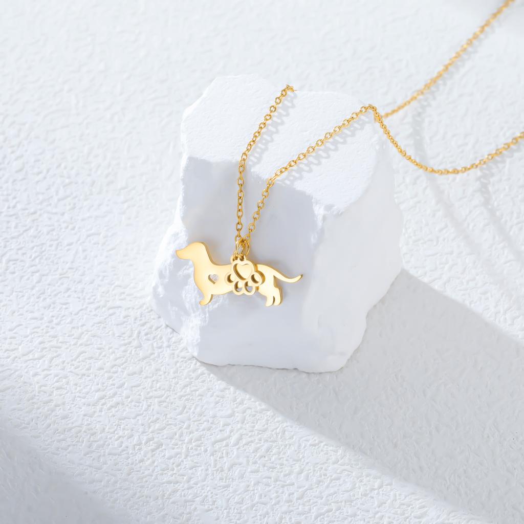 Teamer Claw And Dog Pendant Stainless Steel Necklaces For Woman Man Cute Pet Animal Amulet Minimalist Jewelry Birthday Gne Gifts