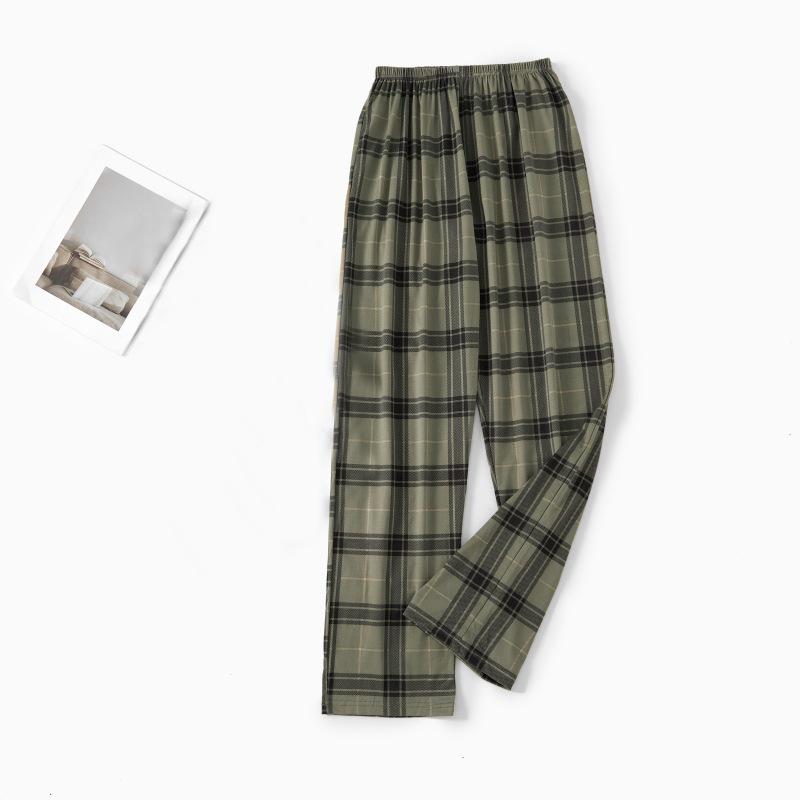 Pantaloni Pigiama a Quadri in Puro Cotone da Uomo - Larghi, Taglie Forti, Leggeri per Primavera, Estate e Autunno.