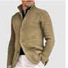 Stand Collar Men Cardigan Long Sleeve Pockets Thickened Cardigan Sweater Jackets Winter Solid Color Buttons Knitted Sweater Coat