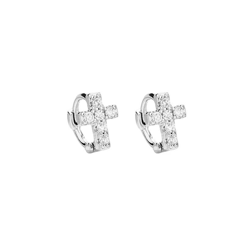 Cross Pendant Hoop Earrings For Women Huggie Earring Luxury Zircon Gifts