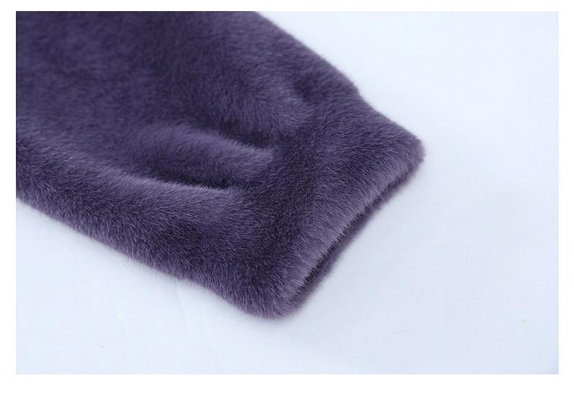 Eleganter Kunstmink-Samtmantel für Damen – Mittellanger Winterstil für reife Damen