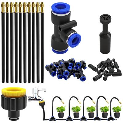 CESFONJER Automatic Atomizing Drip Irrigation Kit, 360° Adjustable Irrigation System Kit with 12mm Quick Connect Adapter, for Watering Lawns and Terra