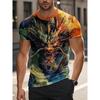 Fashion Men's Crew Neck Short Sleeve 3D Casual Color Printing Casual Short Sleeve Crew Neck T-Shirt
