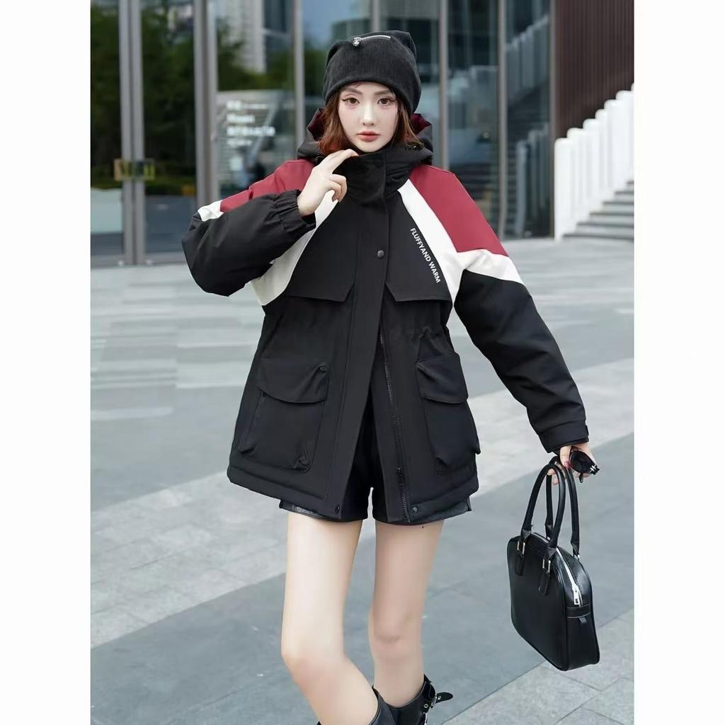 Latest Tooling Charge Cotton-padded Jacket Hooded Thickened Autumn and Winter Womens Comfortable Fit Down Cotton-padded Jacket Womens Models