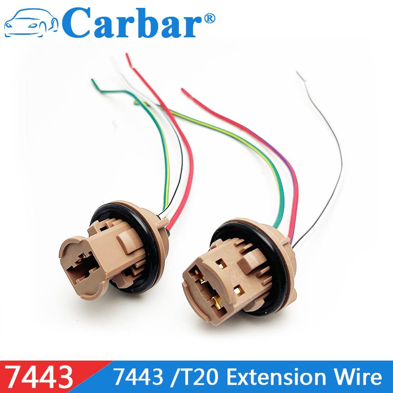7443 T20 Bulb Socket Female Adapter for Brake Turn Signal Reverse Tail Light with Wire Multi-Purpose Socket Connector