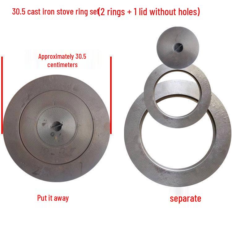 Cast Iron Firewood Stove Ring & Lid: Thickened Rustic Pot and Fire Pit Accessories