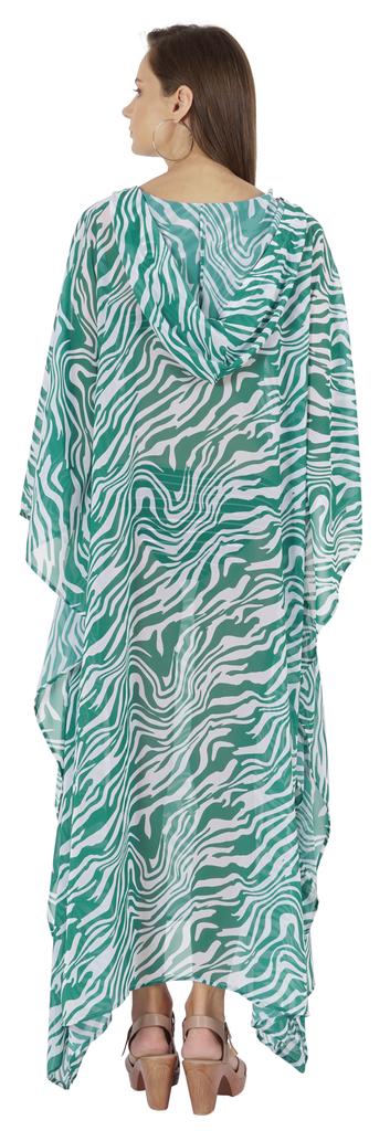 Moomaya Hooded Caftan For Women's Long Printed Bikini Cover Up Summer Turkish