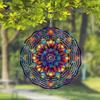 10palcový barevný mandala větrník – 3D laserem řezaná kovová umělecká dekorace, 360° otočný háček pro vnitřní/venkovní použití – Živý geometrický zahradní větrník