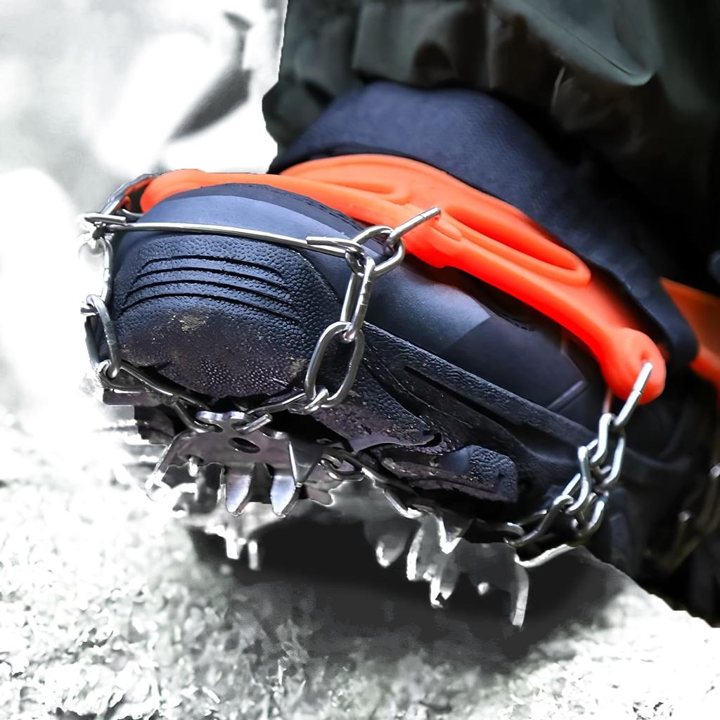 Chen Yang Xiaoten Lightweight Chain Spikes 32 Crampons for Large Size Snowy Ice Rock and Stream Fall Storage Bag Unisex [Reinforced, Spikes]