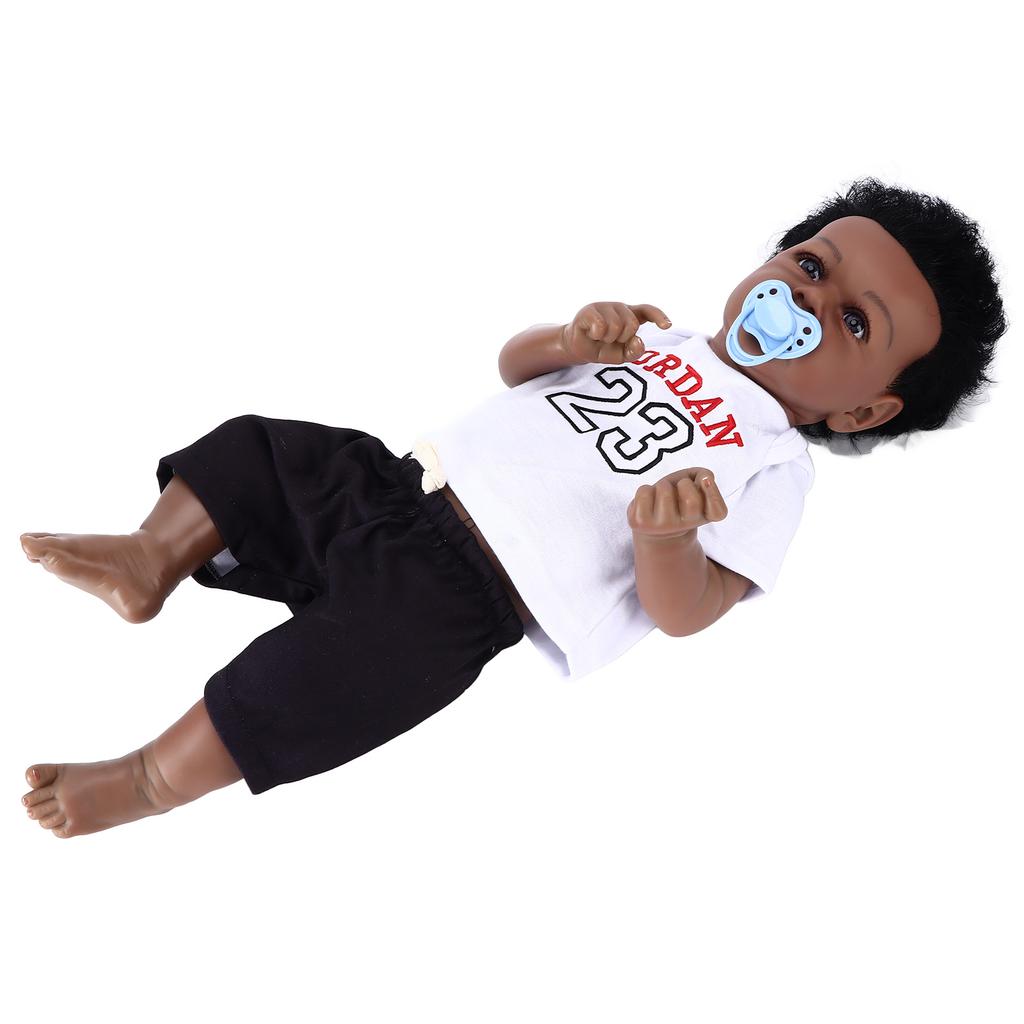 Reborn Baby Dolls Full Vinly Body Newborn African Black Baby Girls Dolls 22 Inches with Toy