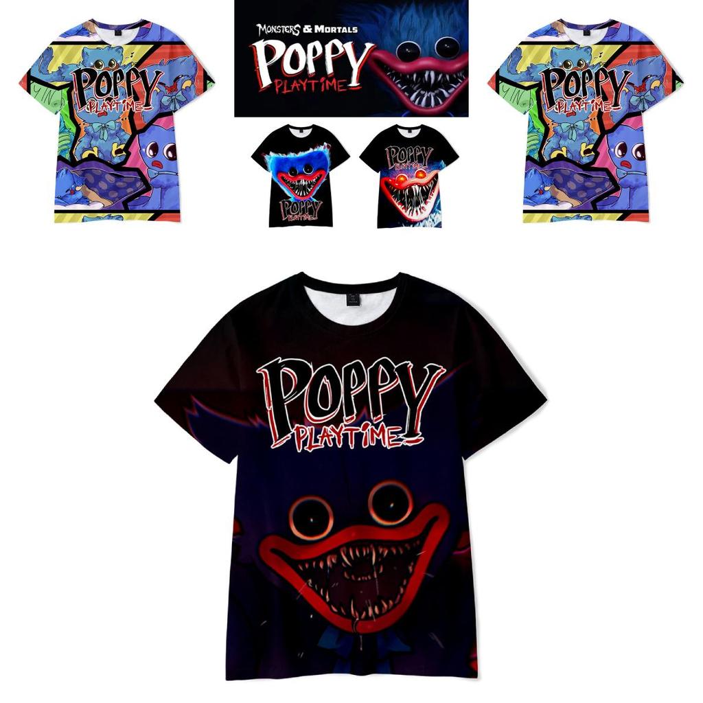 Dziecięcy T-shirt Poppy Playtime Chłopięcy Oddychający Poliestrowy T-shirt Huggy Wuggy Dla Chłopców
