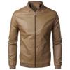 Pánská jarní podzimní nová kožená bunda Módní špičková trendy motocyklová bunda Korejský styl Slim fit Stojáček Svrchní oblečení