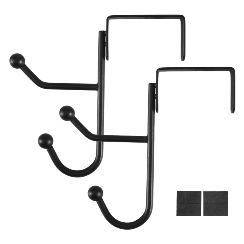 M-Modern-2 Pack Over The Door Hooks Hanger, Sturdy Metal Double Hook Hanger For Hanging Coats, Hats, Robes, Towels