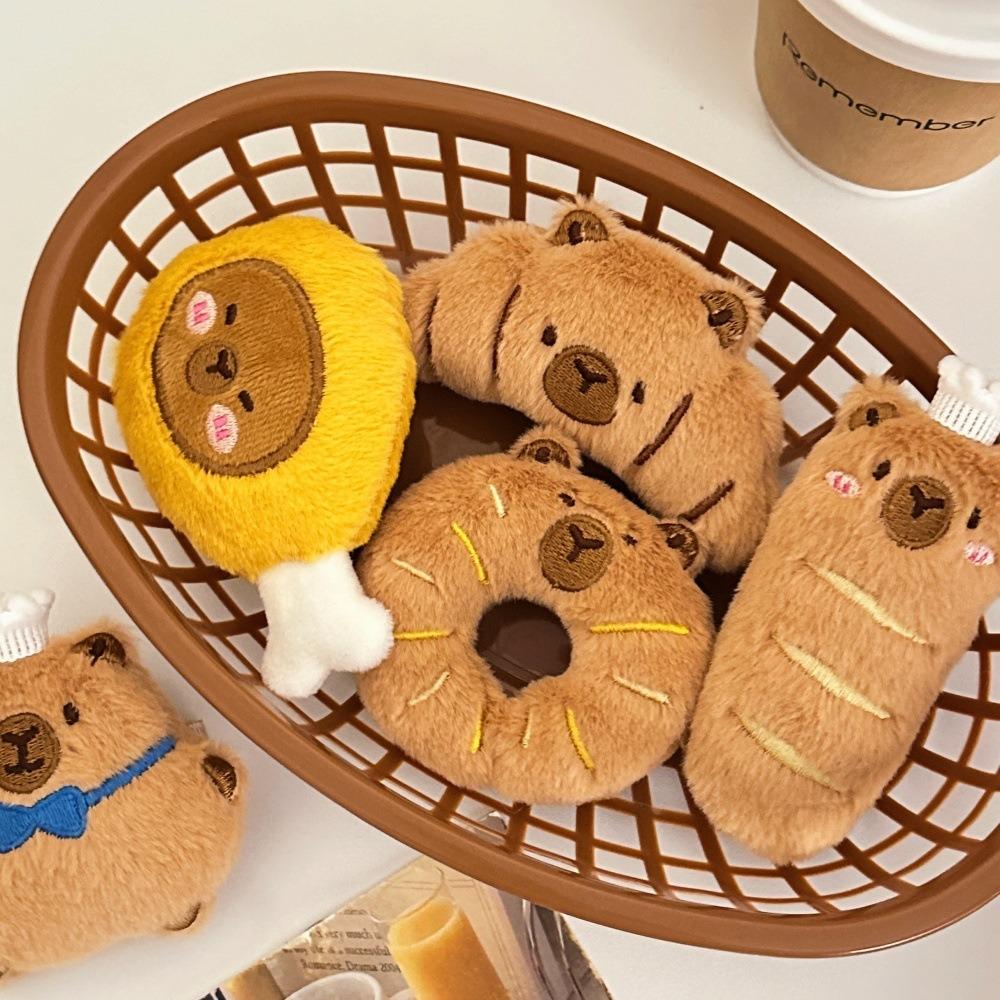 Trendy Capybara Bread Plush Keychain Foodie Theme Creative Backpack Pendants Bag Decor Soft Stuffed Doll Key Chain Party Favors
