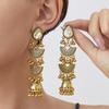 European & American Bohemian Metal Tassel Earrings - Trendy Round Niche Studs for Women
