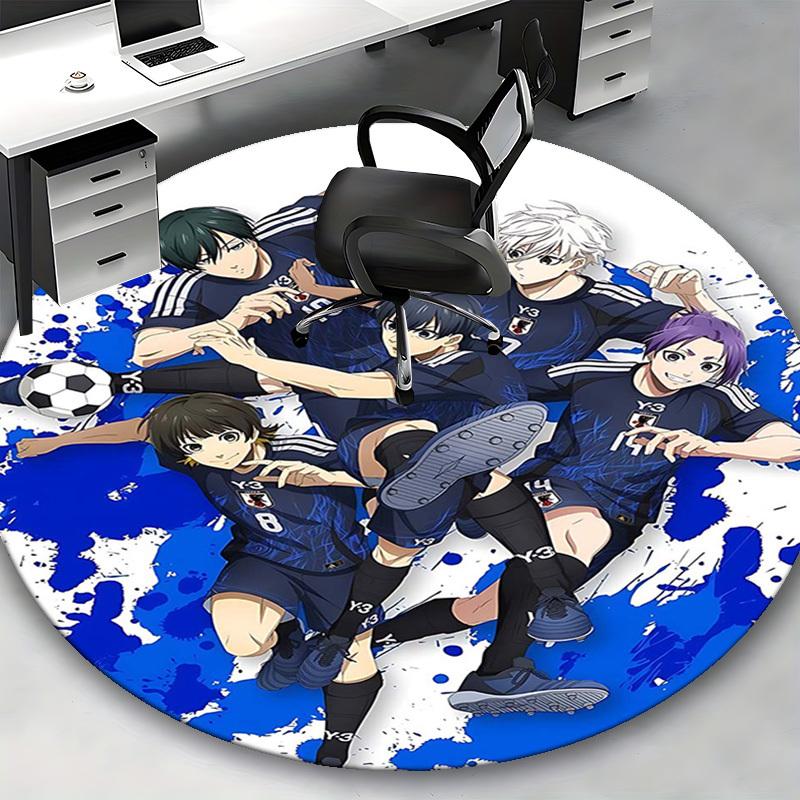 1pc Anime Design Soccer Team Round Carpet - Office Chair Mat, Non-Slip Rug for Home Decor, Living Room