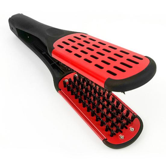 Straight Hair Comb Premium Bristles Anti-static Double Sided Ergonomic Handle Heat-Resistant Hairdressing Tool Hairdressing Straightener Comb Clamp