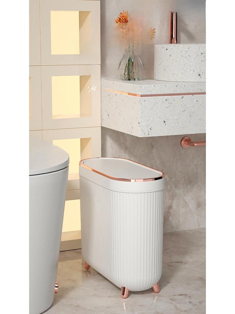 Luxury Narrow Bathroom Waste Bin with Lid - Sealed for Bedroom, Living Room, and Bathroom Use