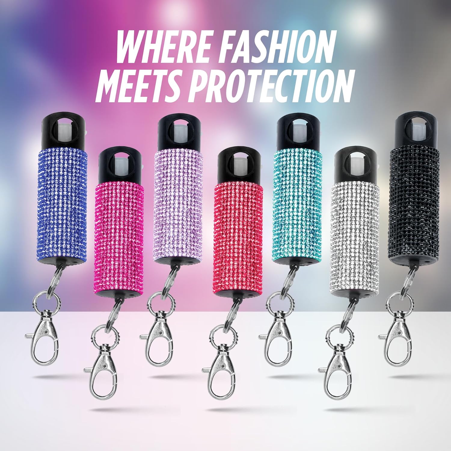 

Безопасность Bling it On Перцовый баллончик с брелоком с защитой от закручивания сверху Mini и удобством переноски, легкий и модный синий