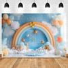 Baby Boy Blue Balloon Birthday Baby Shower Backgrounds For Photographs Gold Stars Clouds Kids Birthday Portrait Backdrop Shoot