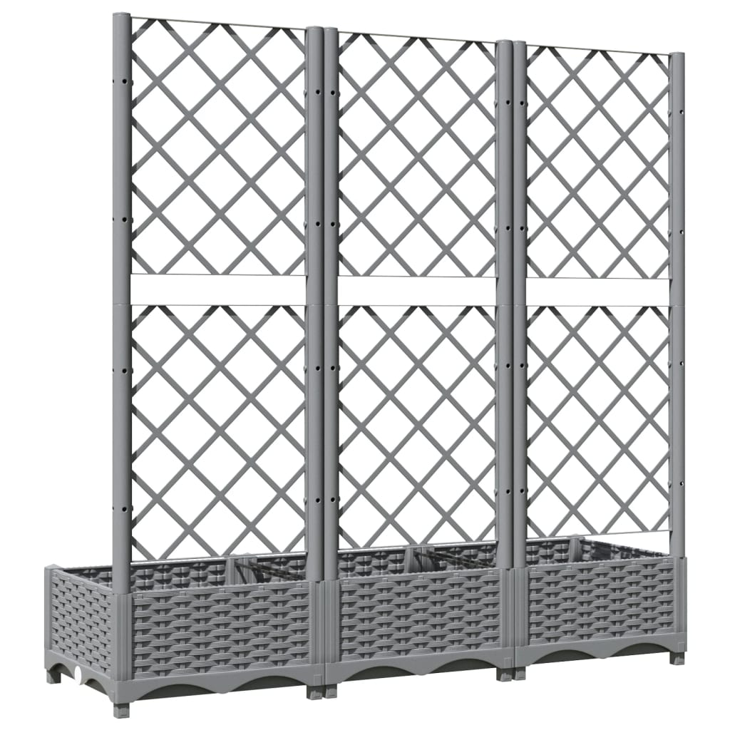 Vidaxl Garden Planter With Trellis, Light Grey, 120X40X121.5 Cm, Pp