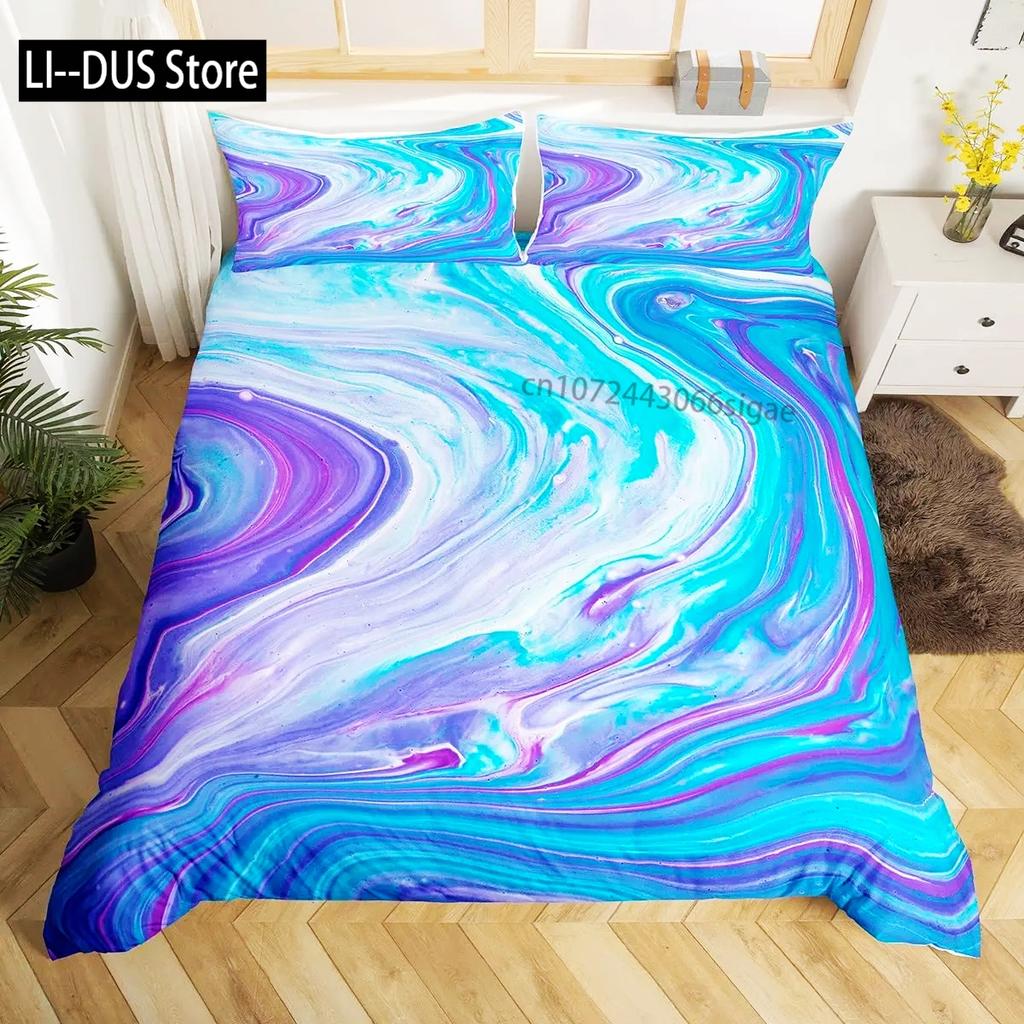 Nordic Marble Pattern White 3D Bedding Set Duvet Cover Pillowcase Bedclothes Single Twin Full Queen King Size POD Dropshipping