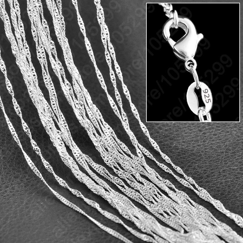

Genuine 925 Silver Water-wave Chains Necklace for Women Men 5Pcs 16-30 Inches 1.6MM Chain Jewelry Making Accessories Gem Color: 16 inch (40cm)