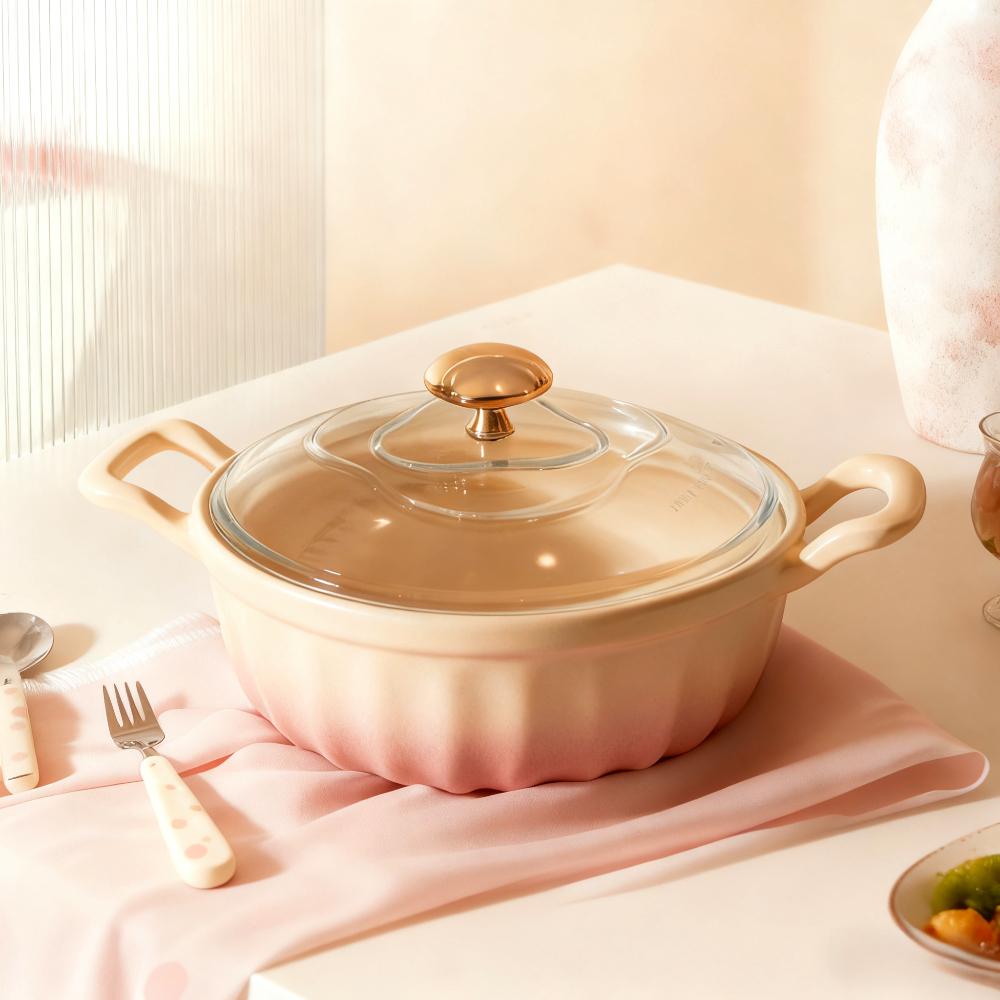 1Pcs Casserole Visible Glass Stew Pot High Temperature Resistant Large Capacity Double Ear Stew Multifunctional Household Pot