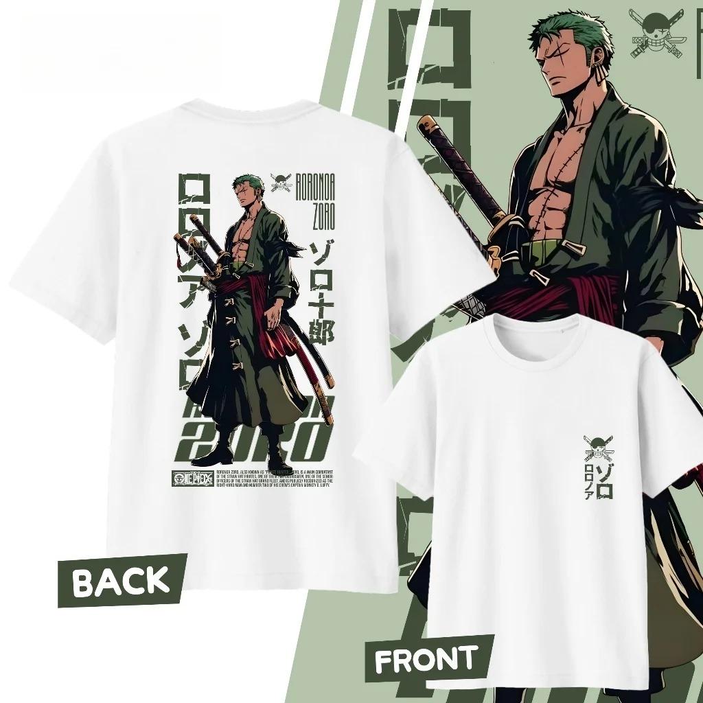 Anime One Piece Roronoa Zoro Cotton T-shirt 2026 Summer Men's and Women's Fashion Casual Oversized Short Sleeved T-shirt Streetwear Unisex