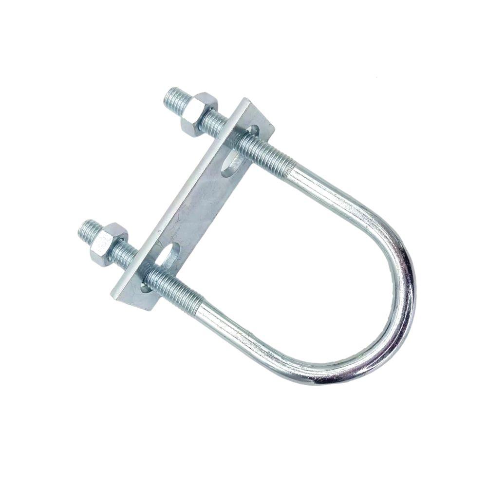 1Pcs New Galvanized Q235 Carbon Steel M8 Round Tube Clamp With Baffle Screws Round Bolt Right Angle U-bolt for Round Tube