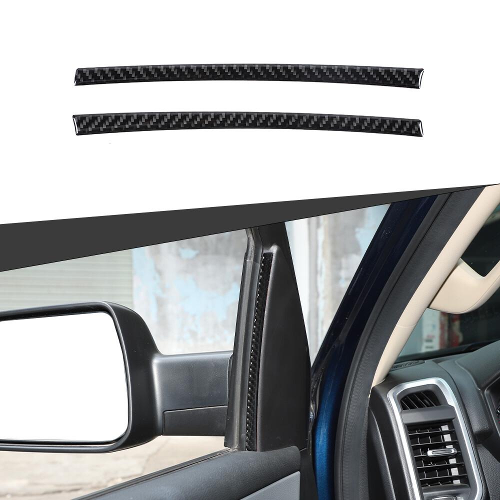 A-pillar Cover Trim Decoration Strips For Dodge RAM 1500 2018+ Real Carbon Fiber