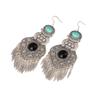 Long Bohemian Fringe Earrings For Women Handcraft Alloy Statement Pieces With Turquoise Detail