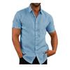 Sommer-Herrenmode-Kurzarmhemd, einfarbiges Business-Casual-Knopf-Leinenhemd