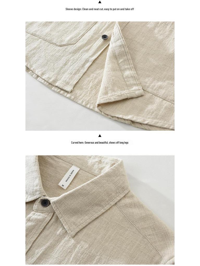 Men's Summer Japanese Style Ramie Short Sleeve Shirt - Casual, Loose, Fashionable, Versatile Top