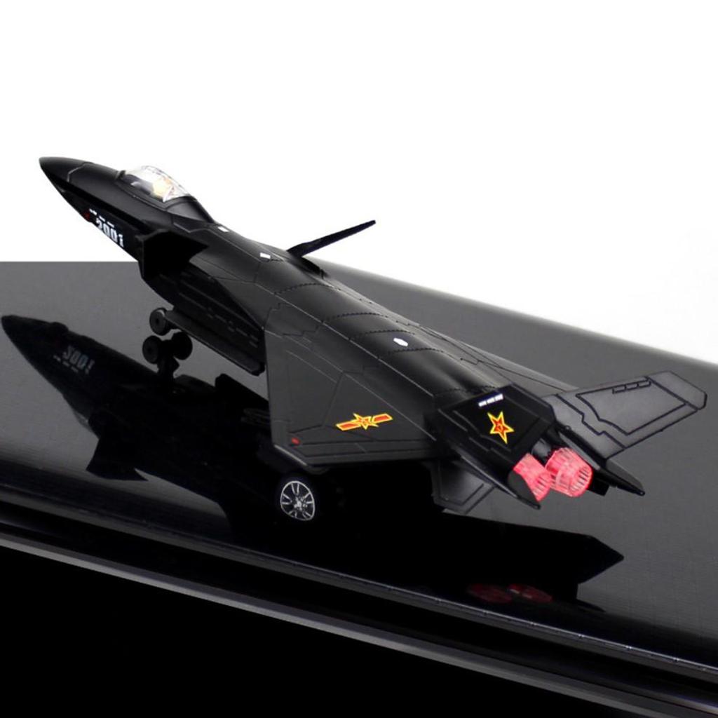 1/100 Scale J-20 Alloy Stealth Fighter Aircraft Airplane Model Simulation Metal Fighter Battle Plane Model Sound Light Kids Gift