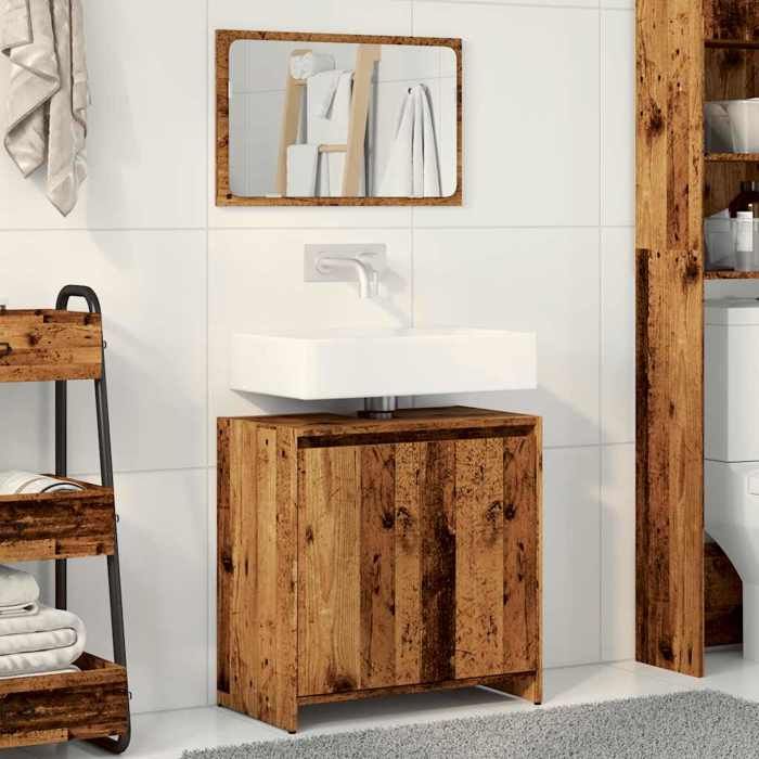 VidaXL Ensemble de meubles salle de bain 2 pcs bois d'ingénierie, armoire de salle de bain, placard de salle de bain, meuble 856067