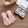 Ski gloves female cute warm velvet thickened windproof and cold couple warm gloves